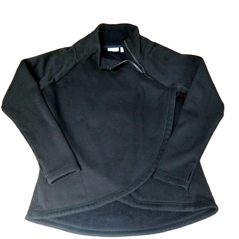 ATHLETA Womens M Jacket Cozy Karma Asylum Pullover‎ Fleece Black 158981